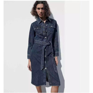 Zara Dark Denim Long Sleeve Dress